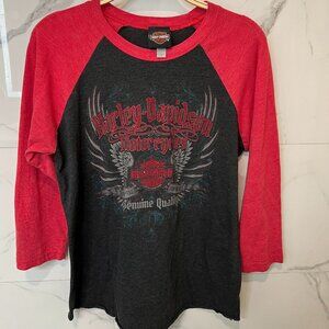 Harley-Davison, Size: S, Black, Red, 3/4 Sleeve